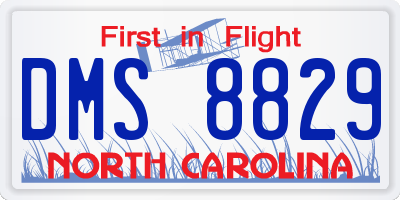 NC license plate DMS8829