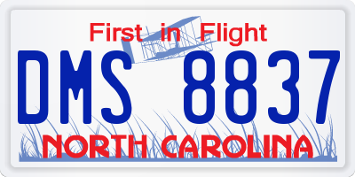 NC license plate DMS8837