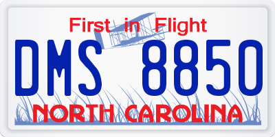 NC license plate DMS8850