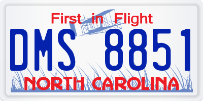 NC license plate DMS8851