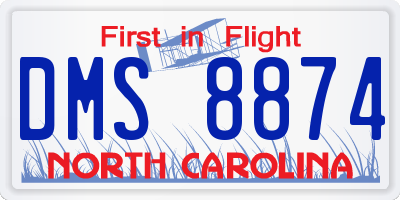 NC license plate DMS8874