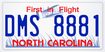 NC license plate DMS8881