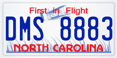 NC license plate DMS8883