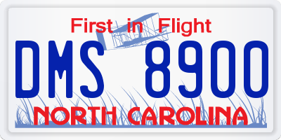 NC license plate DMS8900
