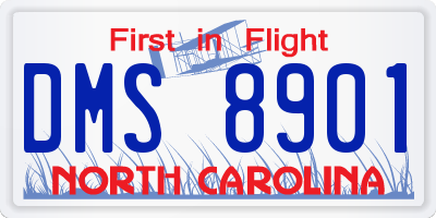 NC license plate DMS8901