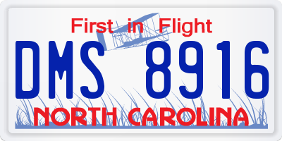 NC license plate DMS8916