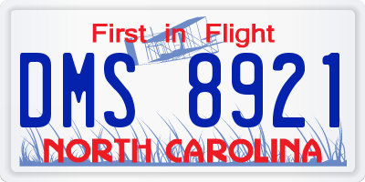 NC license plate DMS8921