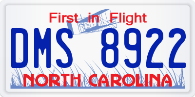 NC license plate DMS8922