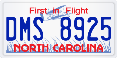 NC license plate DMS8925