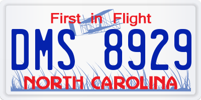 NC license plate DMS8929