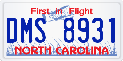 NC license plate DMS8931