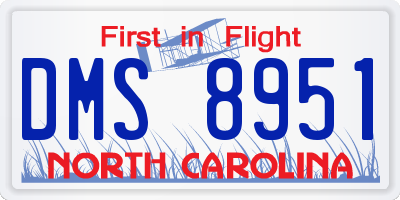NC license plate DMS8951