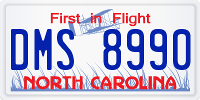 NC license plate DMS8990