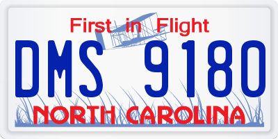 NC license plate DMS9180