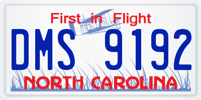 NC license plate DMS9192