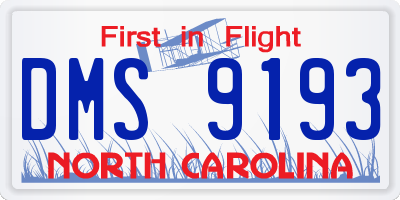 NC license plate DMS9193