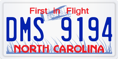 NC license plate DMS9194