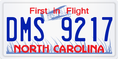 NC license plate DMS9217