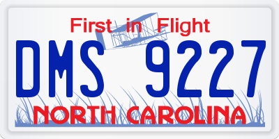 NC license plate DMS9227