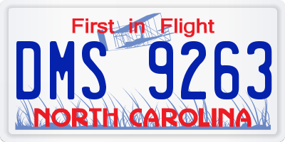 NC license plate DMS9263