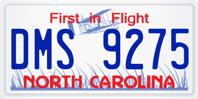 NC license plate DMS9275