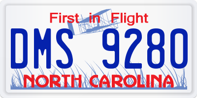 NC license plate DMS9280