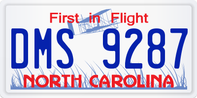 NC license plate DMS9287