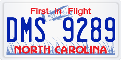 NC license plate DMS9289