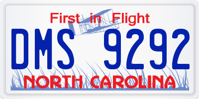 NC license plate DMS9292