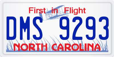NC license plate DMS9293