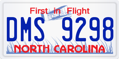 NC license plate DMS9298