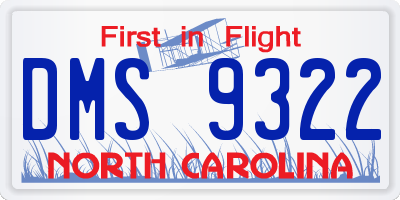 NC license plate DMS9322