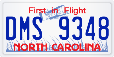 NC license plate DMS9348
