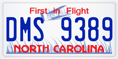 NC license plate DMS9389