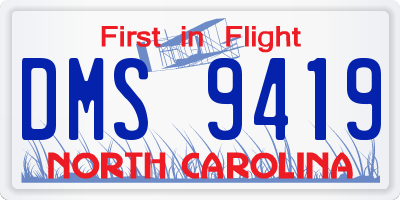 NC license plate DMS9419