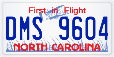 NC license plate DMS9604