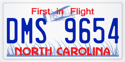 NC license plate DMS9654