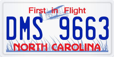 NC license plate DMS9663