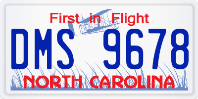 NC license plate DMS9678