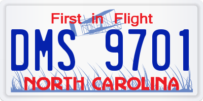 NC license plate DMS9701