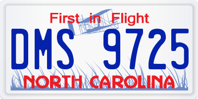 NC license plate DMS9725