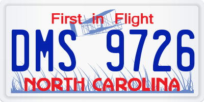 NC license plate DMS9726