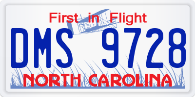 NC license plate DMS9728