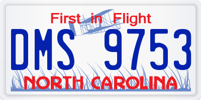 NC license plate DMS9753