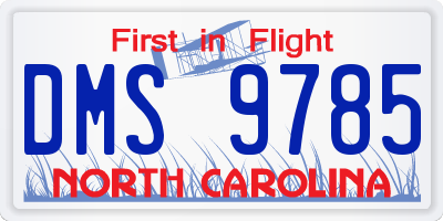 NC license plate DMS9785
