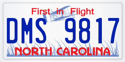 NC license plate DMS9817