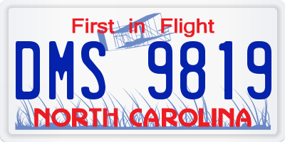 NC license plate DMS9819