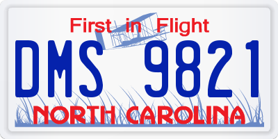NC license plate DMS9821