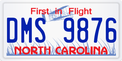 NC license plate DMS9876
