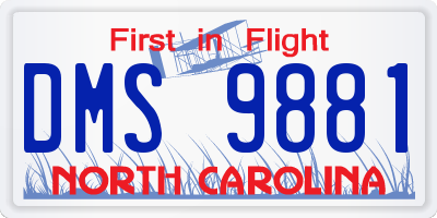 NC license plate DMS9881